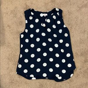 Pixley Navy Blouse with White Polka Dots